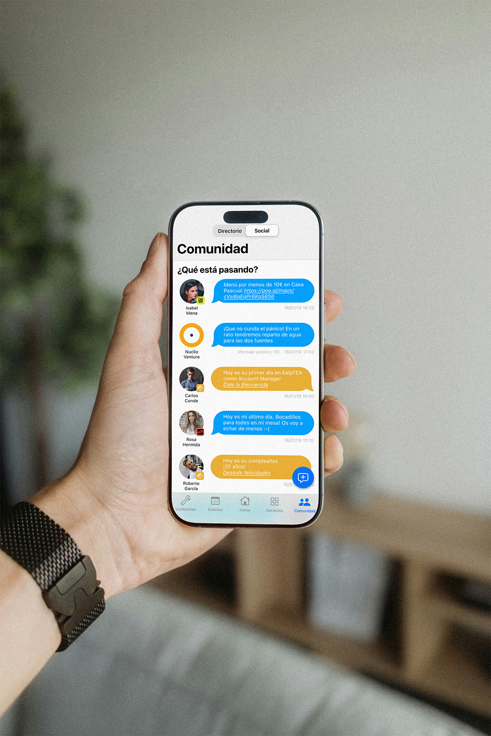 Interfaz de EelpTEX Sección Social